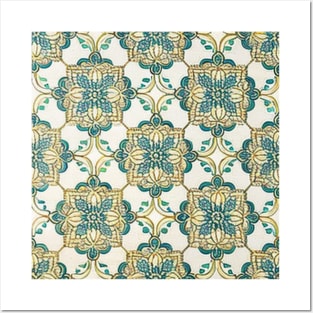 Floral Mosaic Tile Pattern - History Inspired Posters and Art